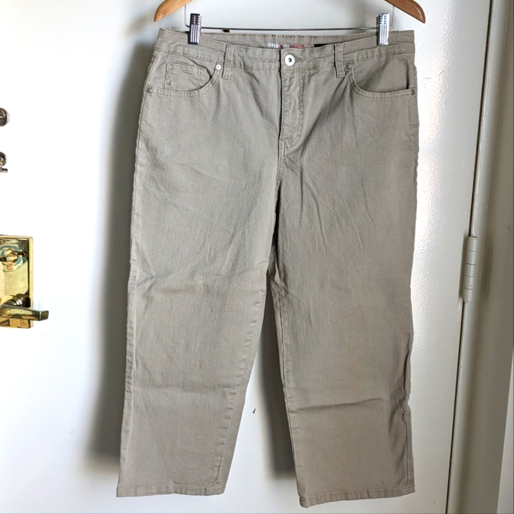 Style & Co. Denim Capri Khaki Pants Cotton 12